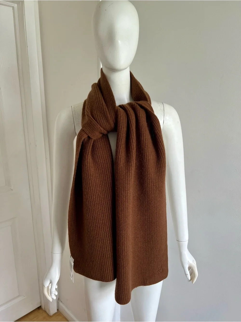 NWT Rise & Fall Men’s Cozy Oversized Ribbed Merino Wool Cashmere Scarf Brown